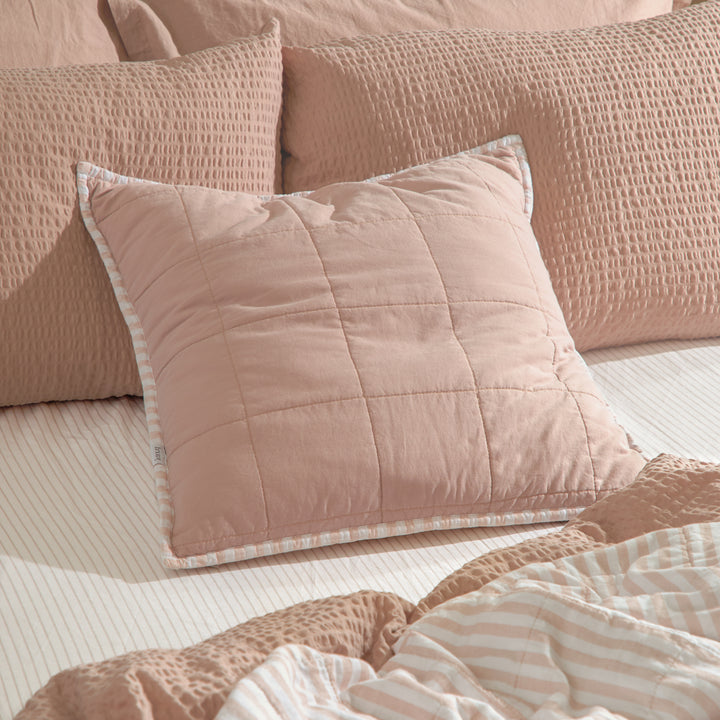 Hebden Stripe 55x55 Cushion Case Blush / Cotta