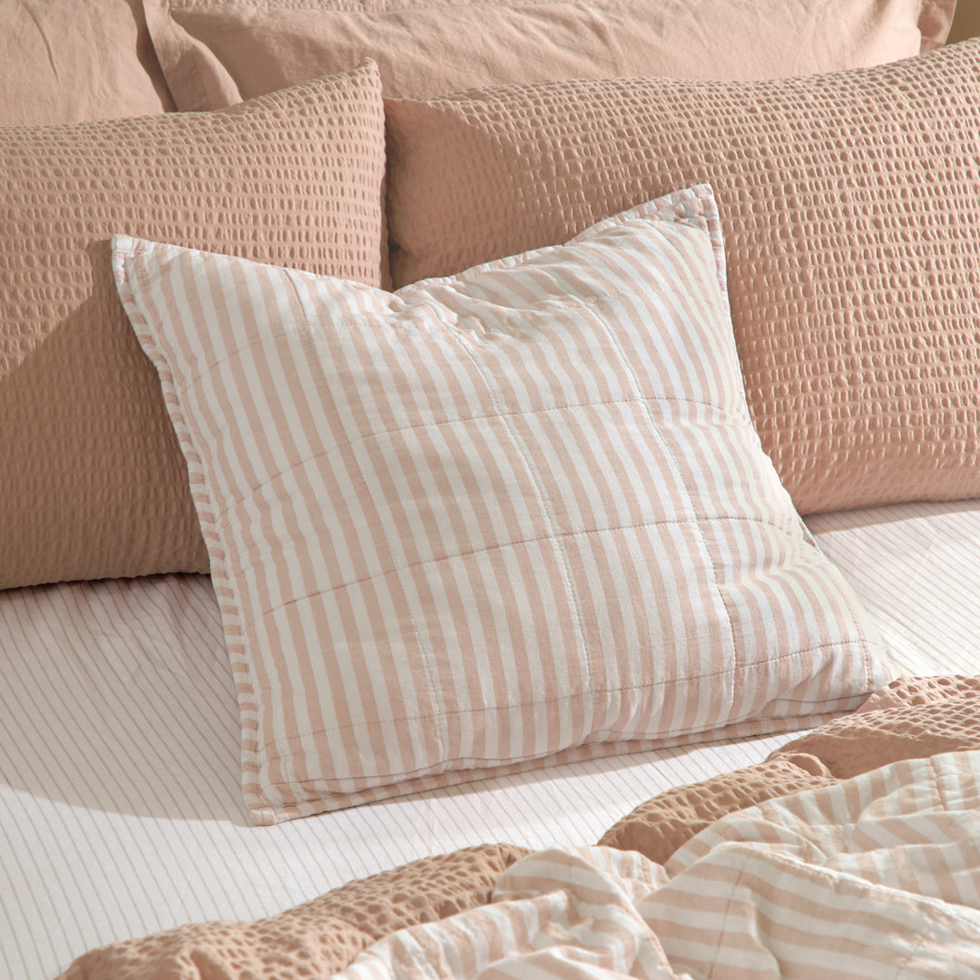 Hebden Stripe 55x55 Cushion Case Blush / Cotta - image 2
