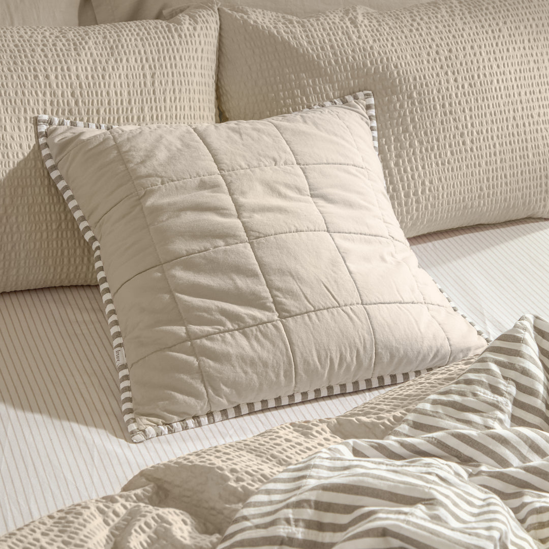Hebden Stripe 55x55 Cushion Case Mole / Stone