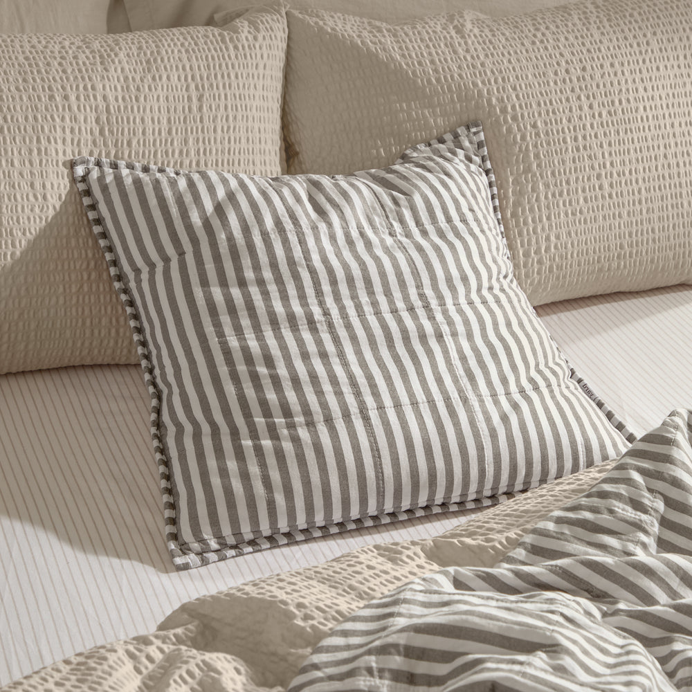 Hebden Stripe 55x55 Cushion Case Mole / Stone - image 2