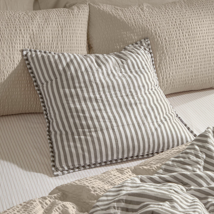 Hebden Stripe 55x55 Cushion Case Mole / Stone - image 2