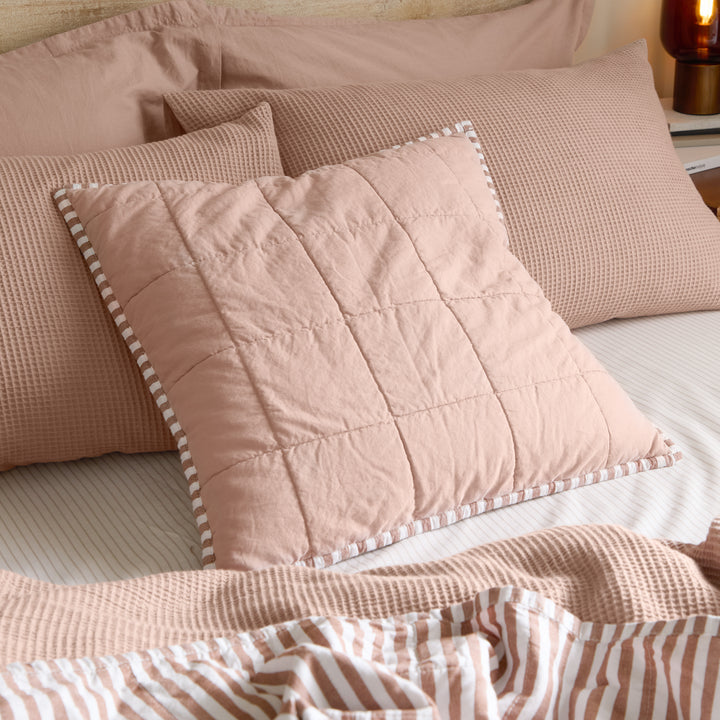 Hebden Stripe 55x55 Cushion Case Pecan / Cotta