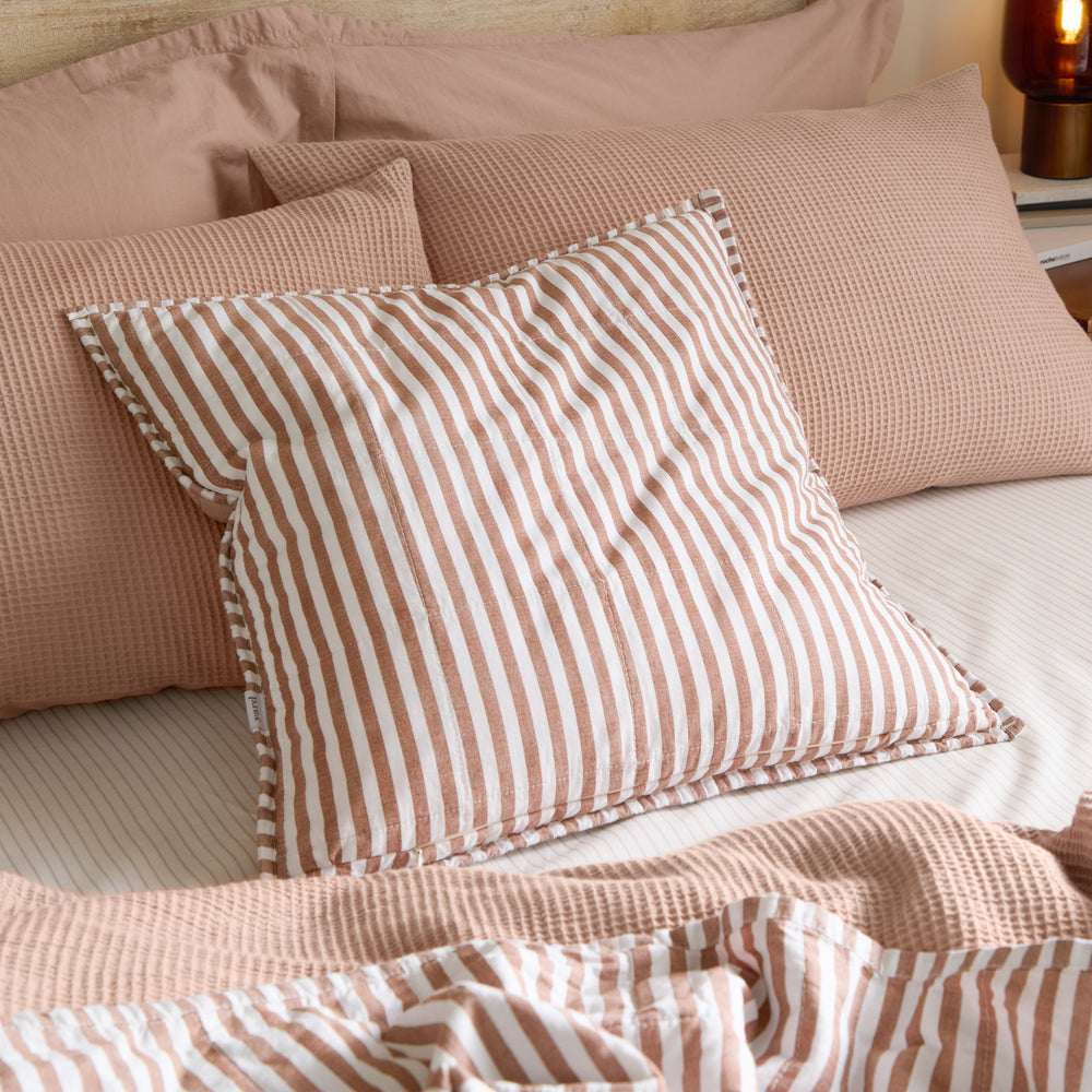 Hebden Stripe 55x55 Cushion Case Pecan / Cotta - image 2