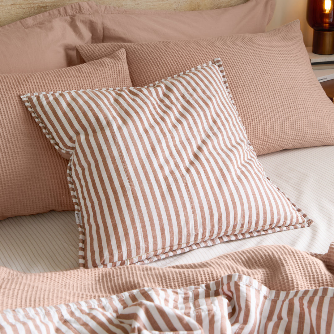 Hebden Stripe 55x55 Cushion Case Pecan / Cotta - image 2