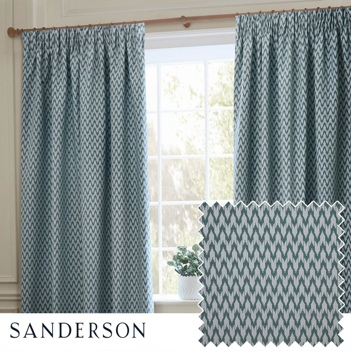 HUTTON 117X137 PENCIL PLEAT CURTAINS BLUE