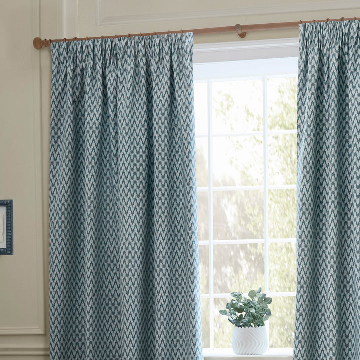 HUTTON 117X137 PENCIL PLEAT CURTAINS BLUE