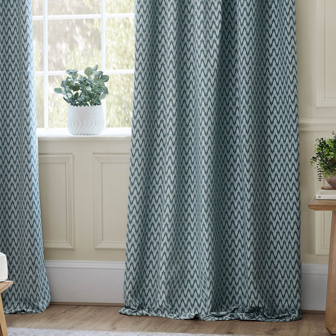 HUTTON 117X137 PENCIL PLEAT CURTAINS BLUE