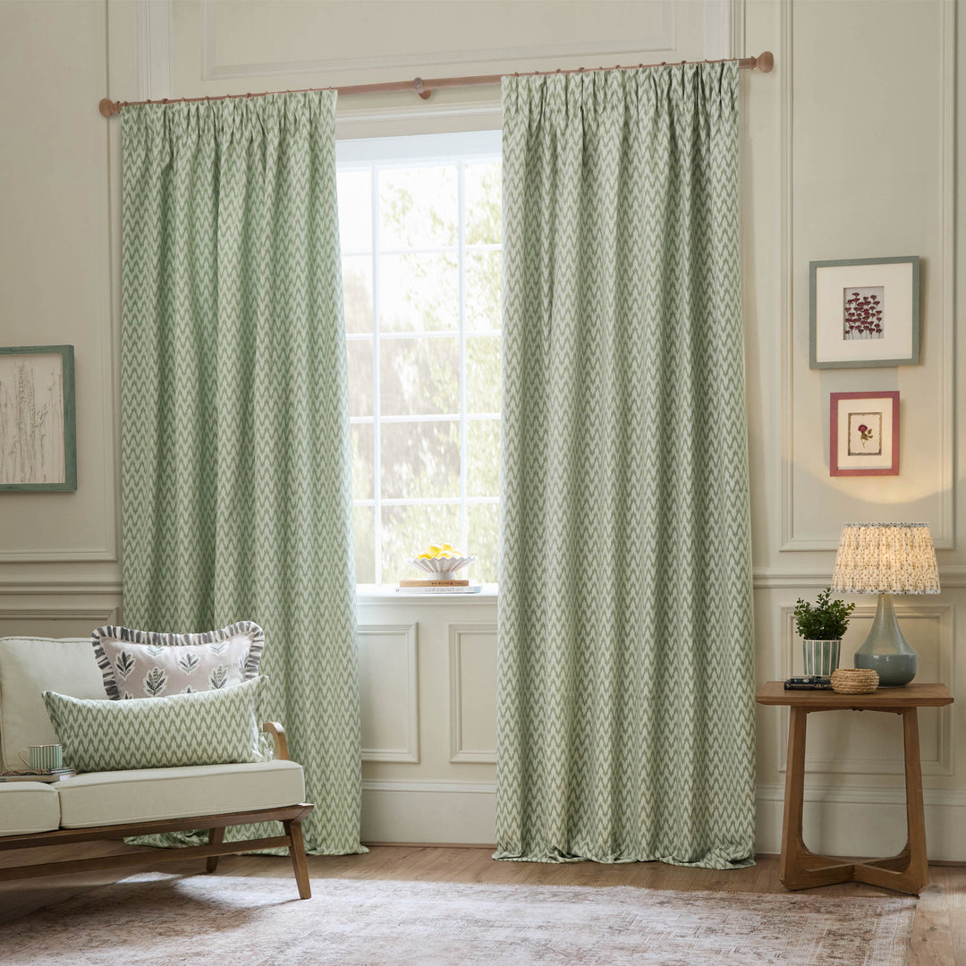 HUTTON 117X137 PENCIL PLEAT CURTAINS SAGE