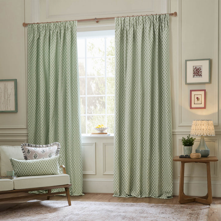 HUTTON 167X182 PENCIL PLEAT CURTAINS SAGE