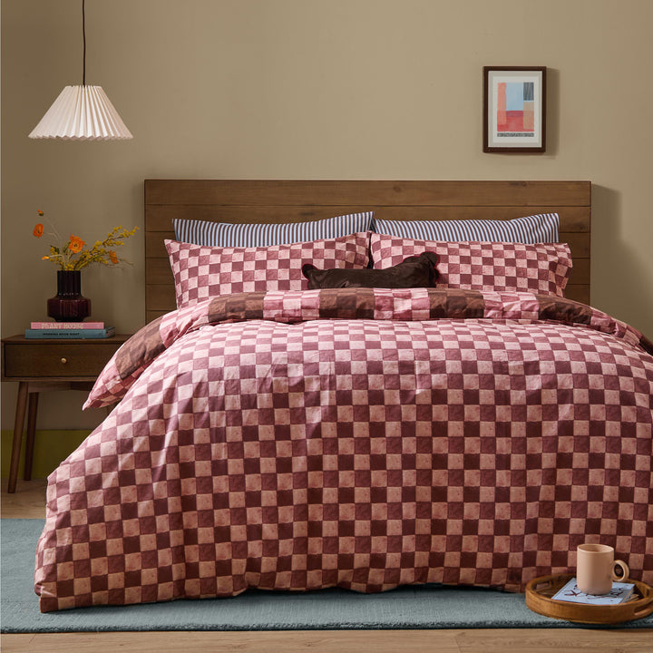 Huxley Single Duvet Set Chocolate & Blush - image 2