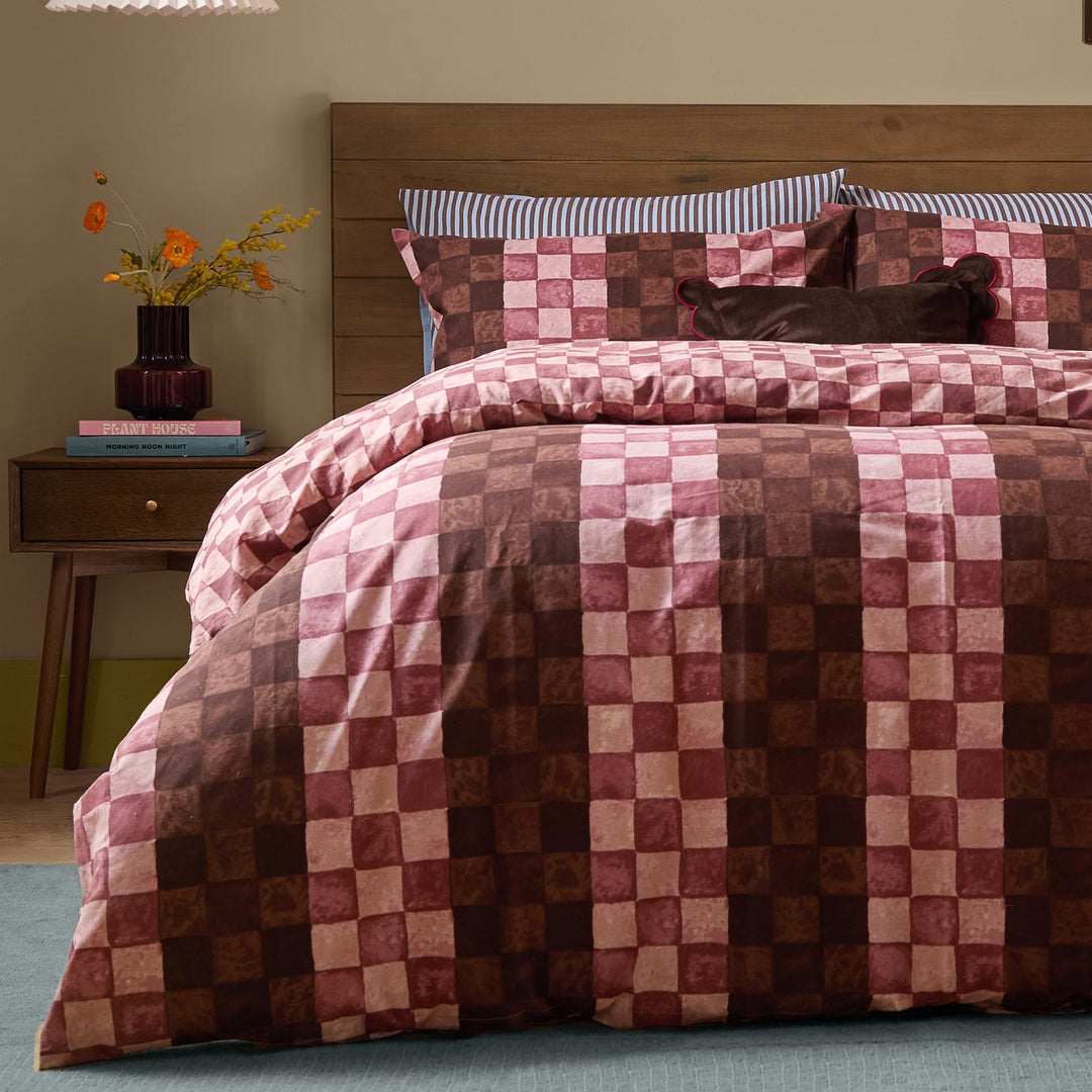 Huxley Single Duvet Set Chocolate & Blush - image 4