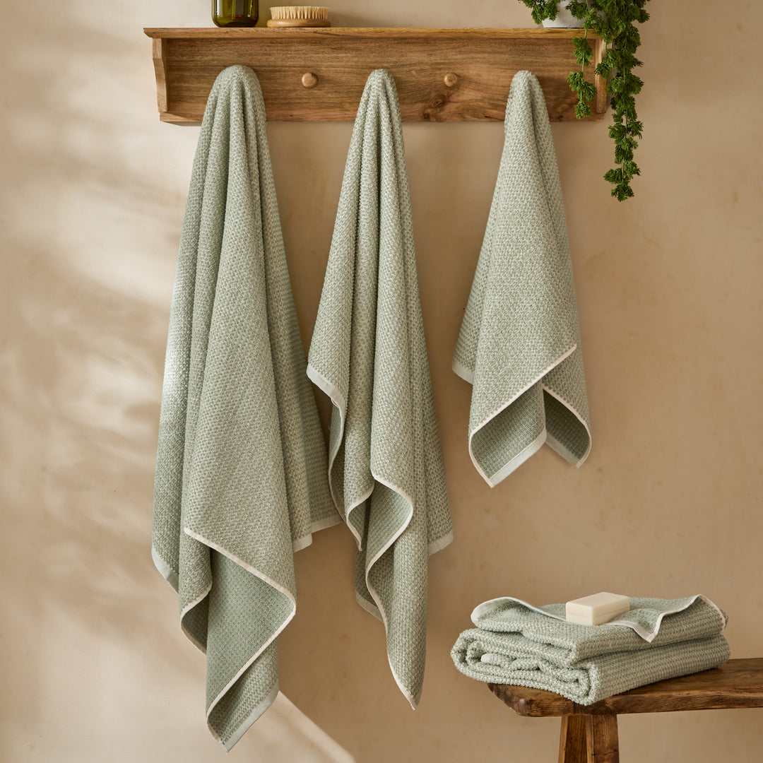 Hebden Waffle 100x150cm Bath Sheet Bay Green - image 4