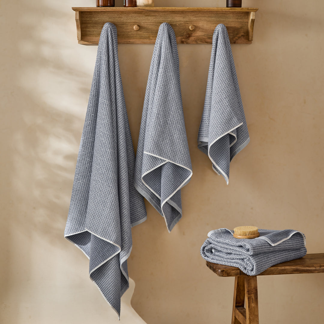 Hebden Waffle 100x150cm Bath Sheet Denim Blue - image 4