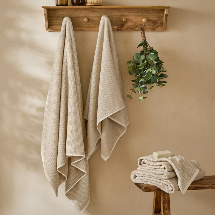 Hebden Waffle 100x150cm Bath Sheet Stone - image 4