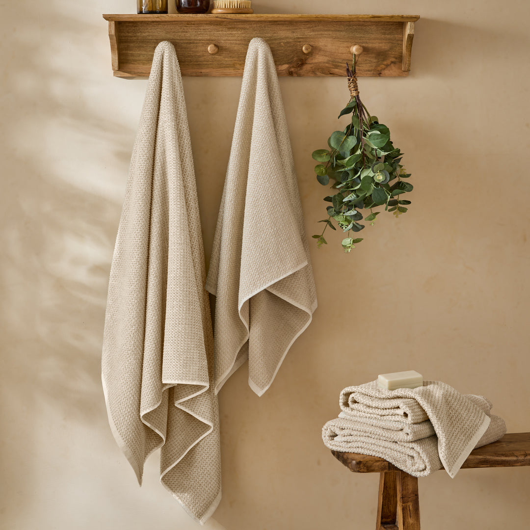 Hebden Waffle 100x180cm XL Bath Sheet Stone - image 4