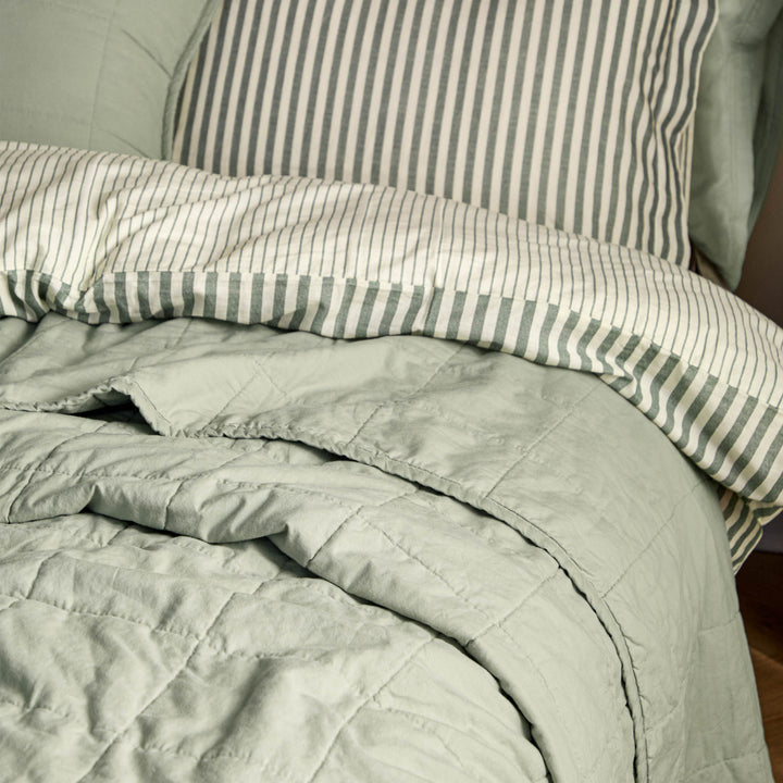 Hebden Washed Cotton 150x200 Bedspread Bay Green - image 2