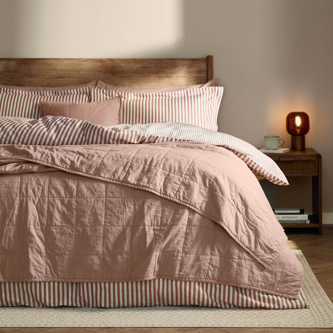 Hebden Washed Cotton 150x200 Bedspread Cotta