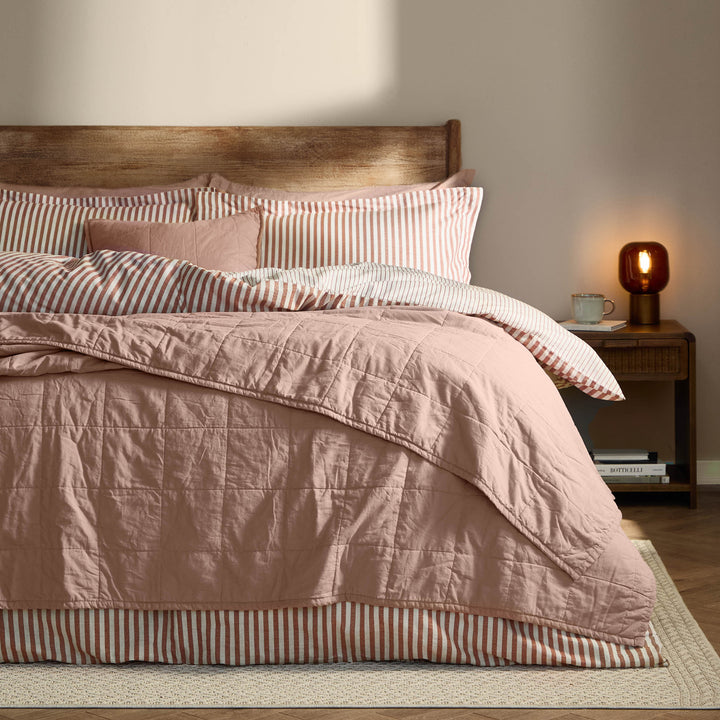 Hebden Washed Cotton 150x200 Bedspread Cotta