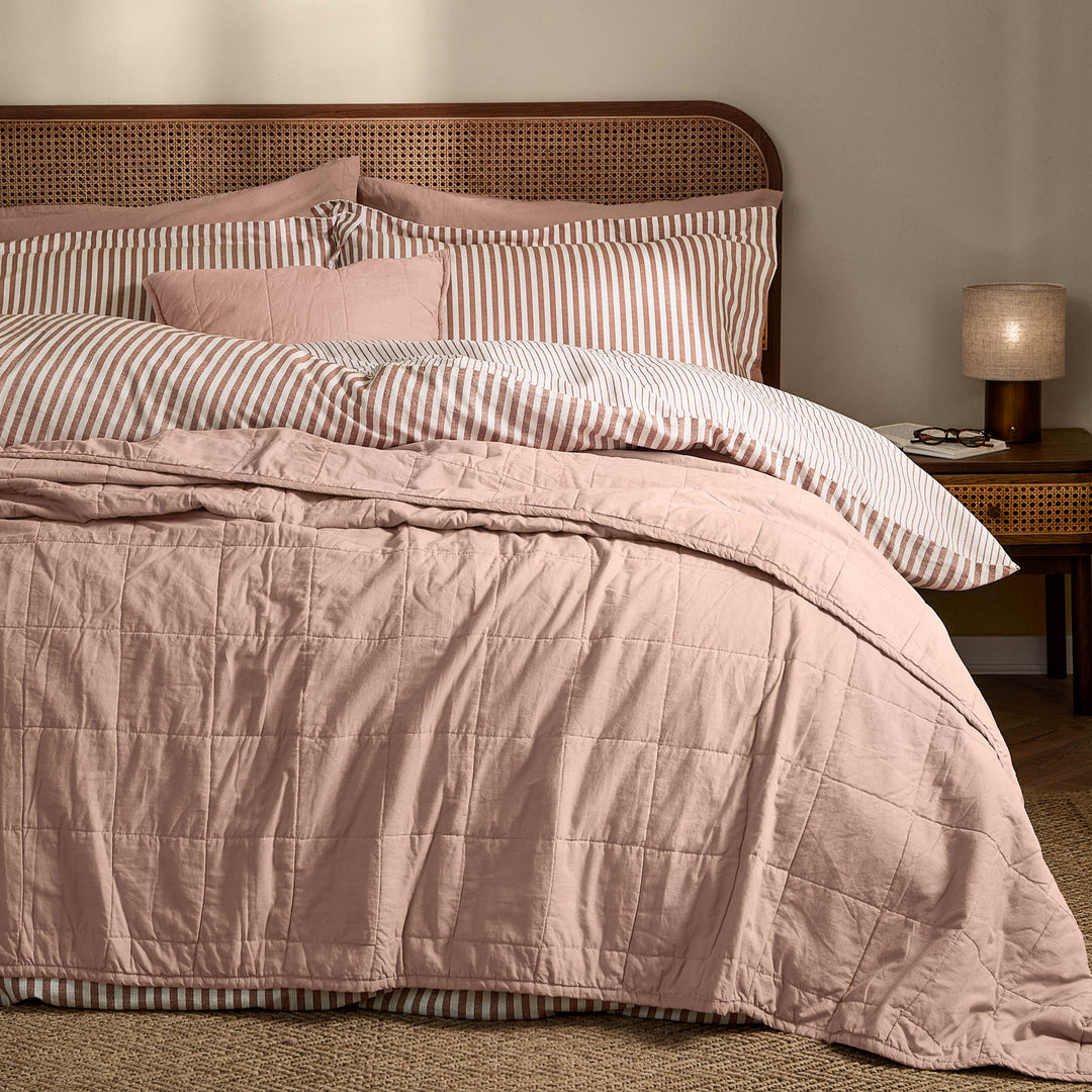 Hebden Washed Cotton 265x265 Bedspread Cotta
