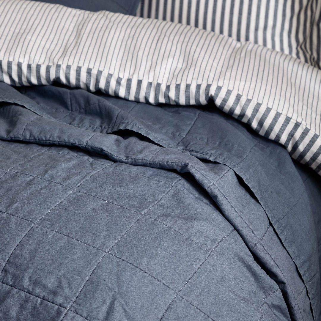 Hebden Washed Cotton 265x265 Bedspread Denim Blue - image 2