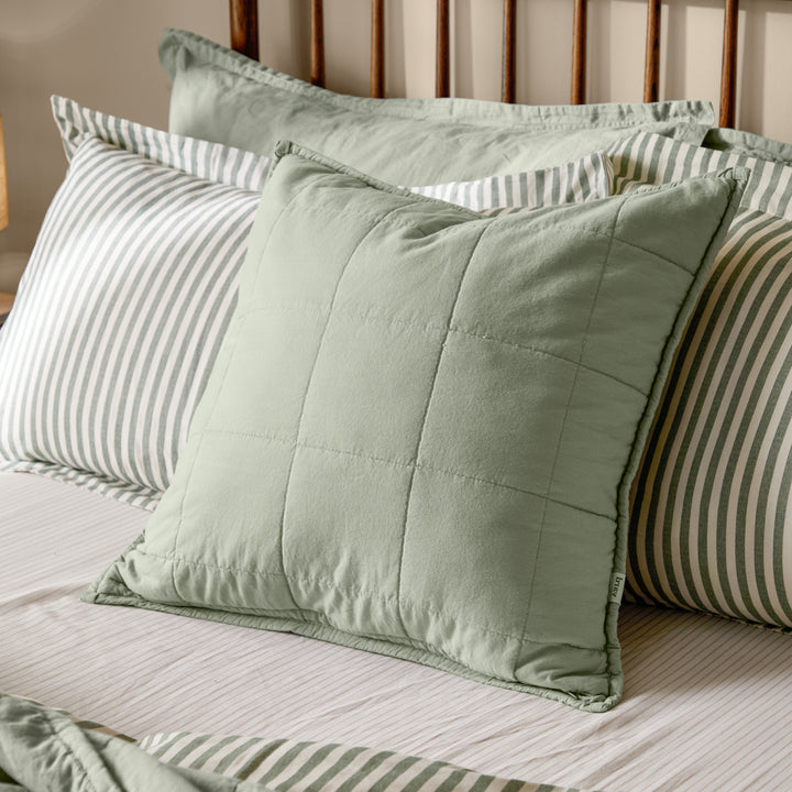 Hebden Washed Cotton 55x55 Cushion Case Bay Green