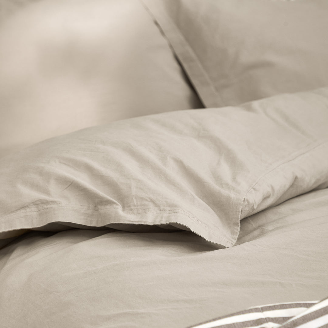 Hebden Washed Cotton Double Duvet Set Stone - image 4