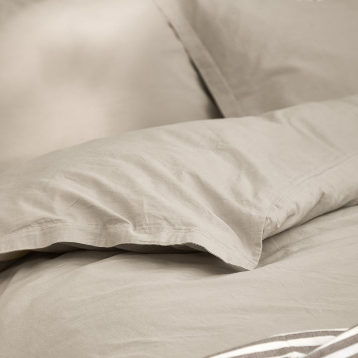 Hebden Washed Cotton Double Duvet Set Stone - image 4