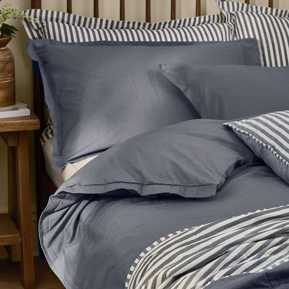 Hebden Washed Cotton King Duvet Set Denim Blue - image 2