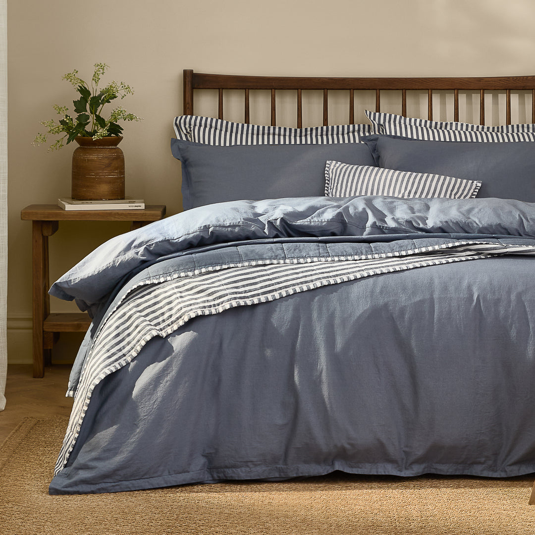 Hebden Washed Cotton King Duvet Set Denim Blue - image 3