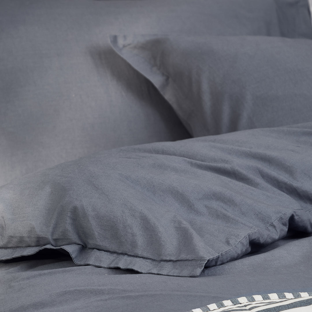 Hebden Washed Cotton King Duvet Set Denim Blue - image 4