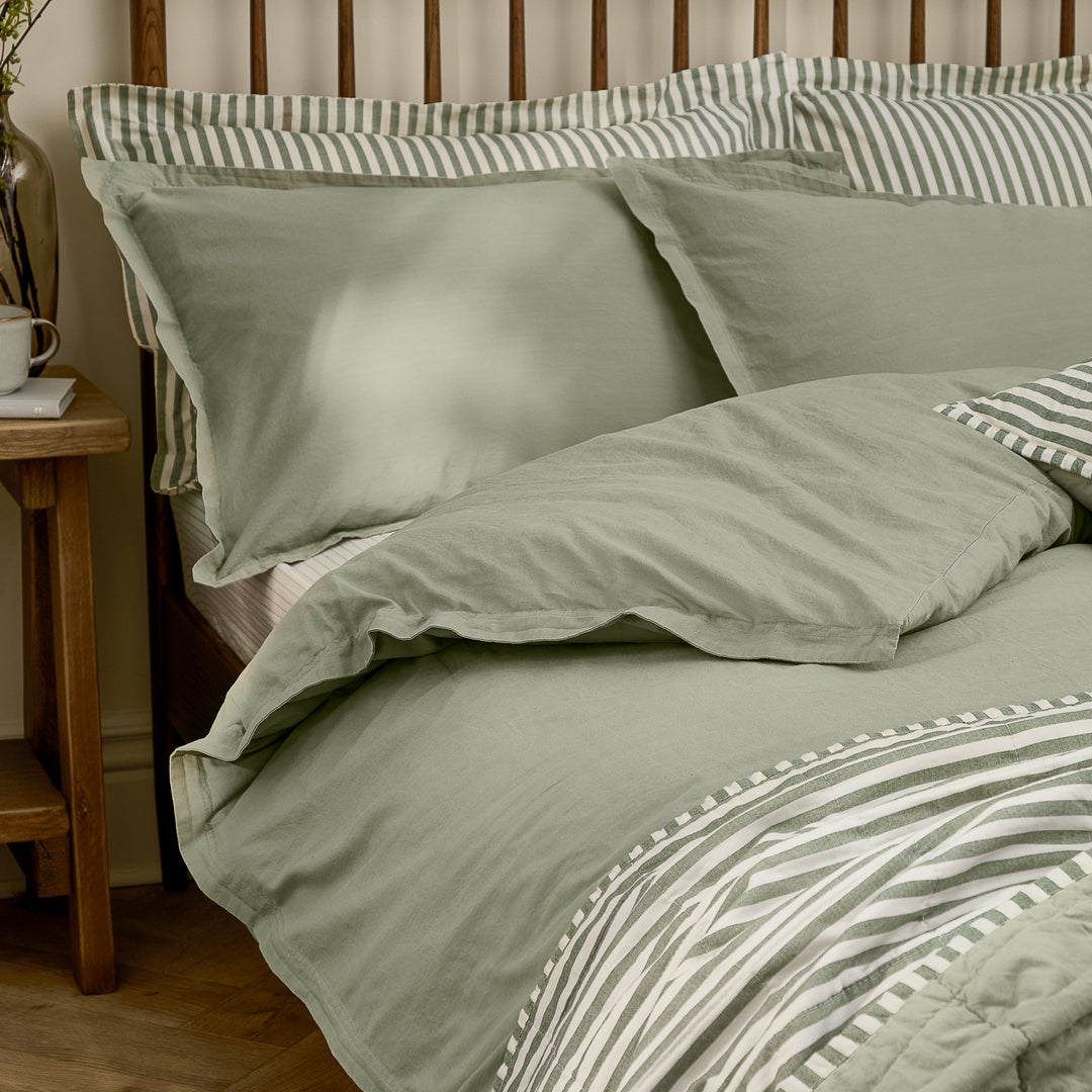 Hebden Washed Cotton Super King Duvet Set Bay Green - image 2