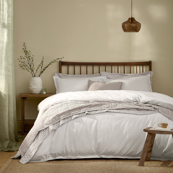 Hebden Washed Cotton Super King Duvet Set Chalk
