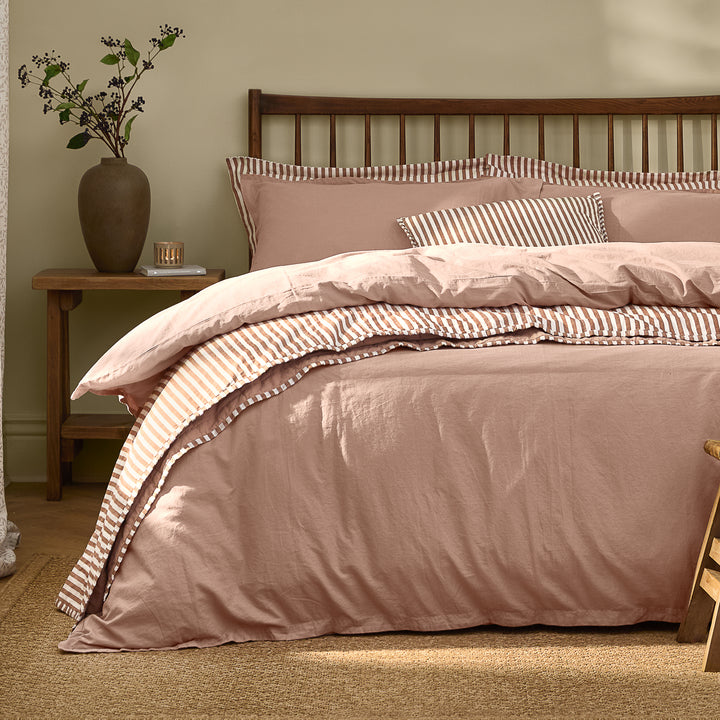 Hebden Washed Cotton Super King Duvet Set Cotta - image 3