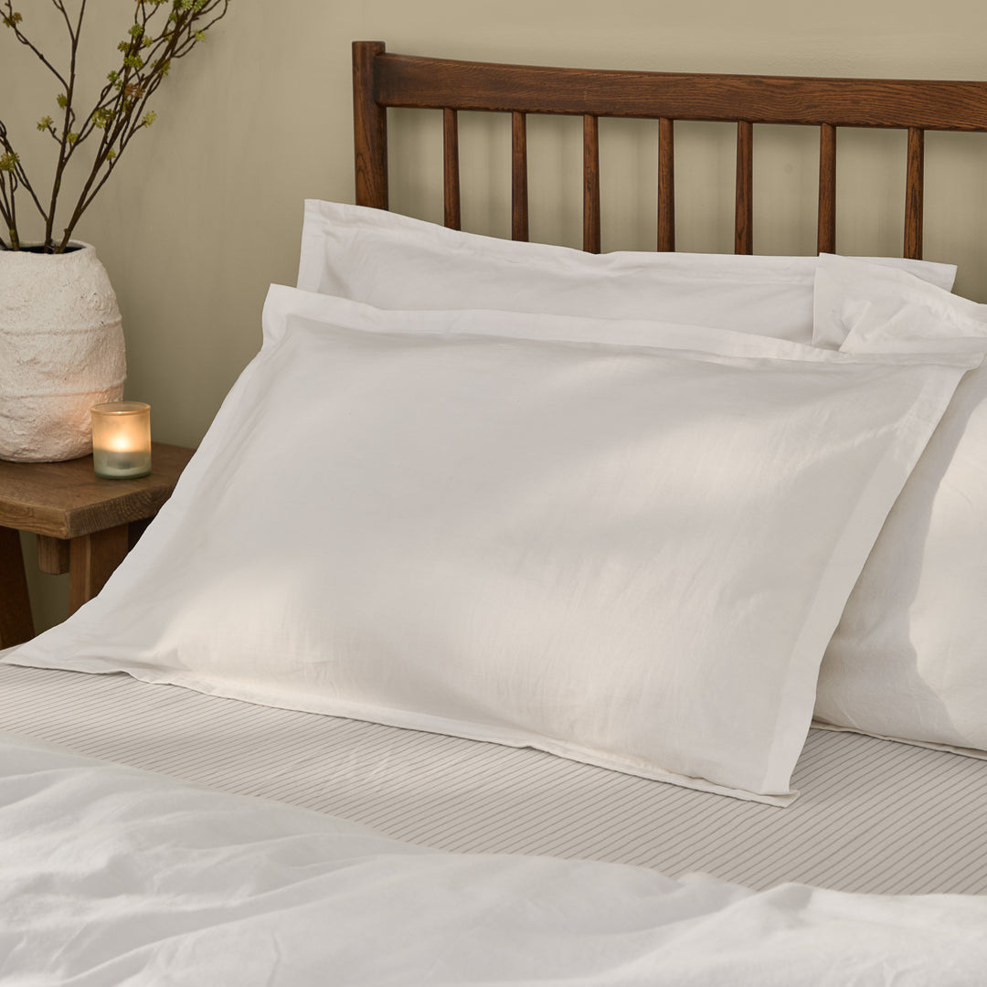 Hebden Washed Cotton Pillowcase Pairs Chalk