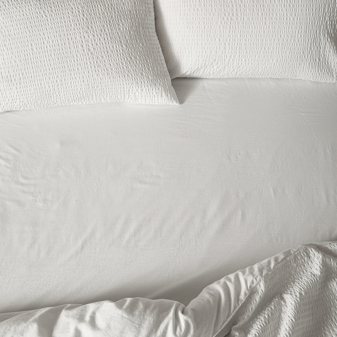 Hebden Washed Cotton Single Fitted Sheet Chalk