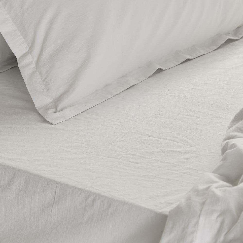 Hebden Washed Cotton Double Fitted Sheet Chalk - image 2