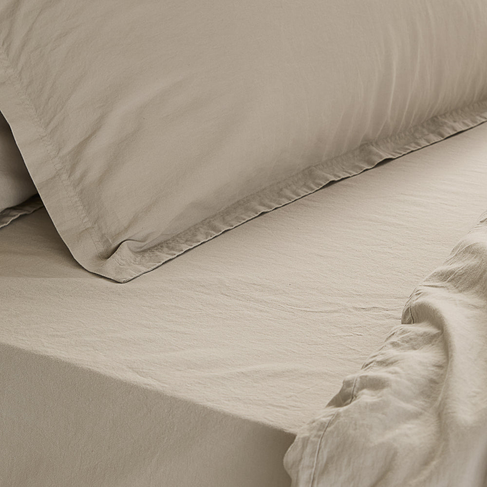 Hebden Washed Cotton King Fitted Sheet Stone - image 2