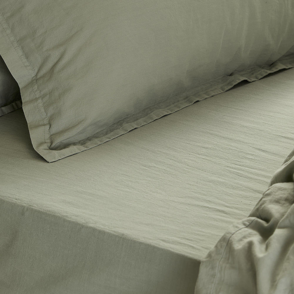 Hebden Washed Cotton Super King Fitted Sheet Bay Green - image 2