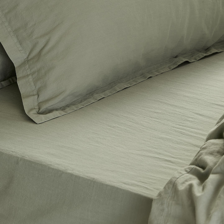 Hebden Washed Cotton Super King Fitted Sheet Bay Green - image 2