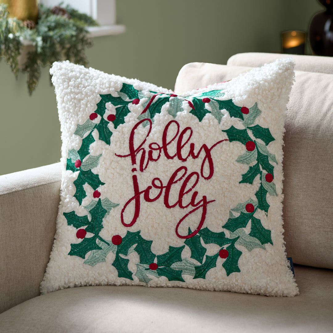 Holly Wreath 45x45 Cushion Case Multi