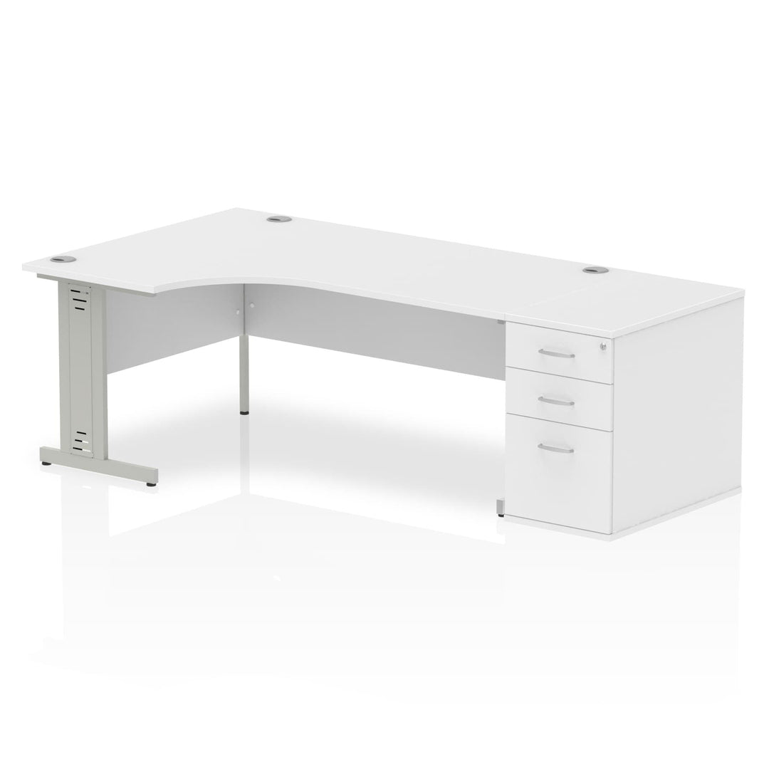 Impulse 1800mm Cable Managed Left Crescent Desk Workstation
