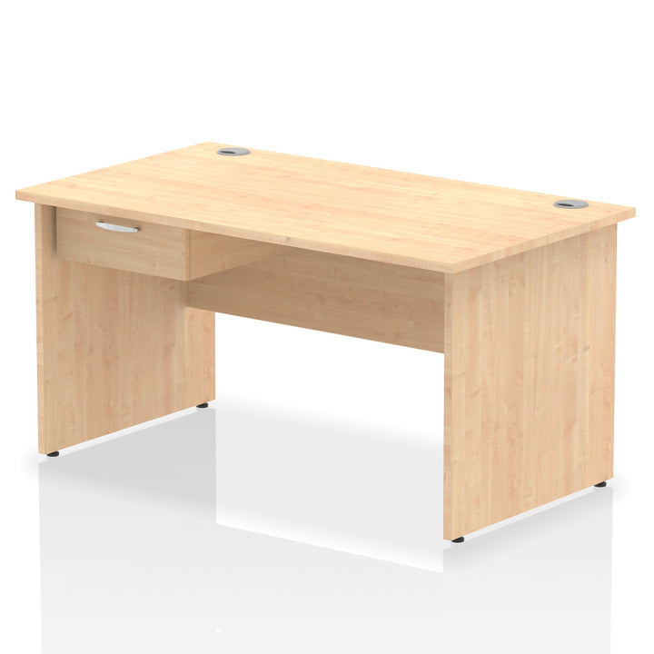 Impulse Panel End Straight Desk Frame With Single One Drawer Fixed Pedestal