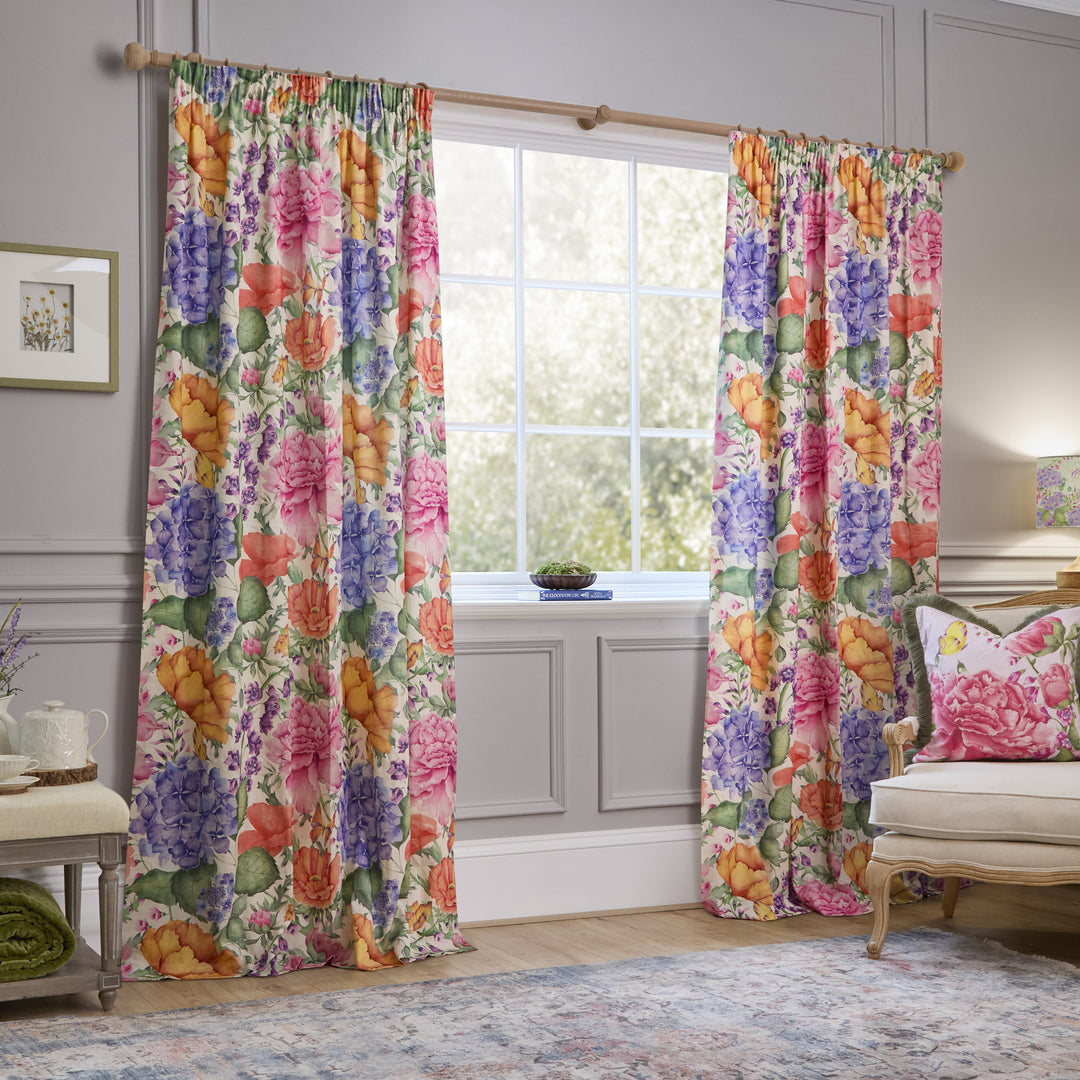 Idalia Fuchsia 168x229 Pencil Pleat Curtains Multi