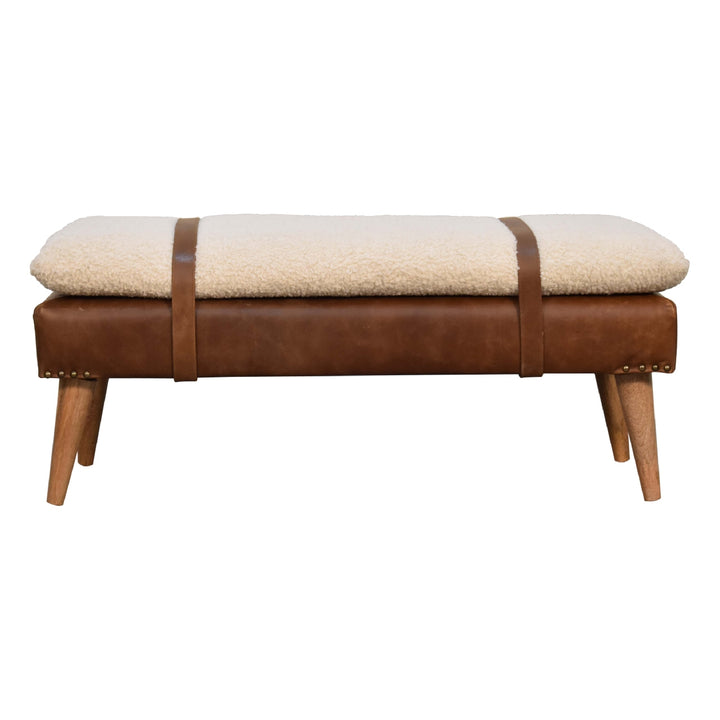 BouclÃ© Buffalo Hide Leather Bench