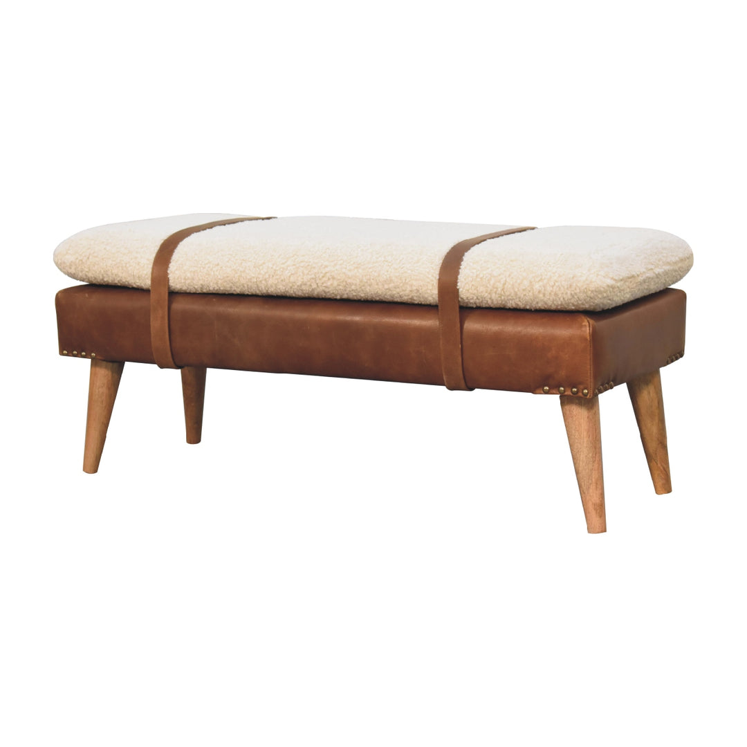 BouclÃ© Buffalo Hide Leather Bench