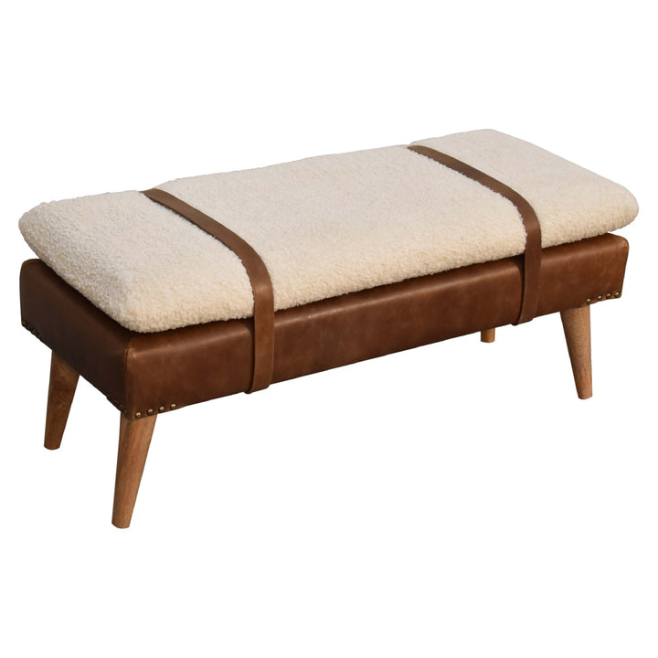 BouclÃ© Buffalo Hide Leather Bench