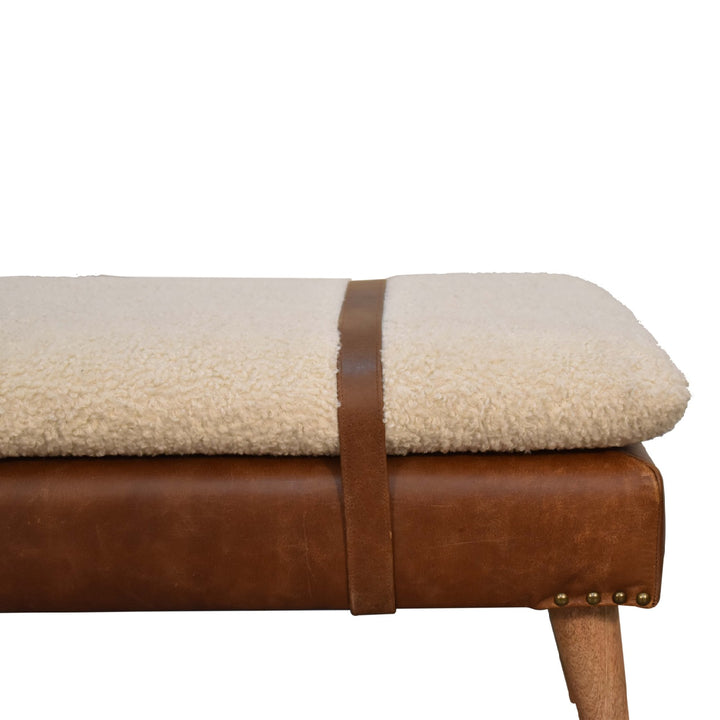 BouclÃ© Buffalo Hide Leather Bench