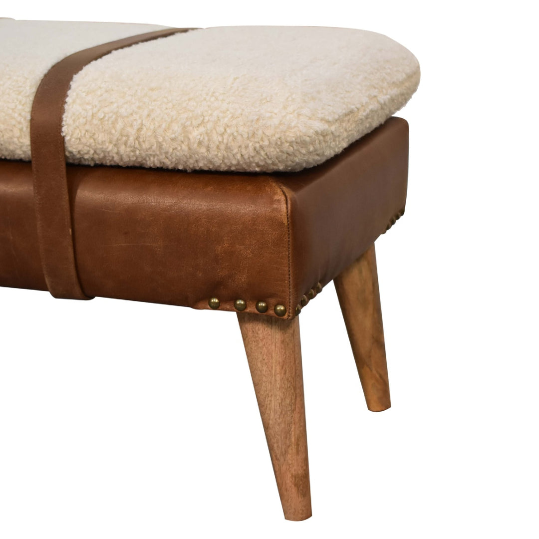 BouclÃ© Buffalo Hide Leather Bench