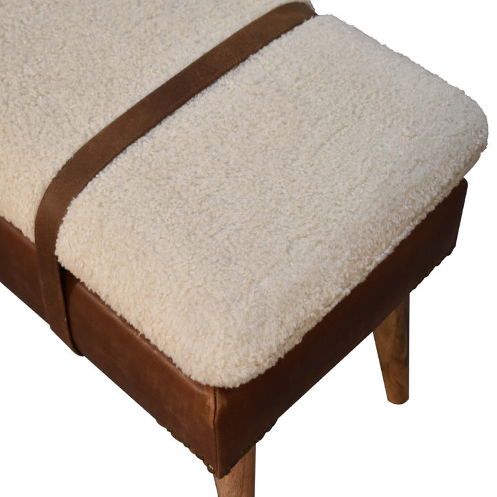 BouclÃ© Buffalo Hide Leather Bench
