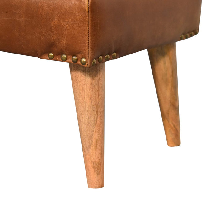 BouclÃ© Buffalo Hide Leather Bench